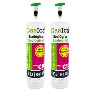 OEM Pack 2 Gasica C10 Pro 400g Sustituto Org&aacute;nico R410a R32 Incluye V&aacute;lvula Gas Ecol&oacute;gico De Alta Eficiencia Profesional