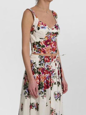 Dolce & Gabbana floral bustier cotton poplin crop top