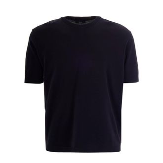 Herno Cotton Knit T-shirt - male - Herno - T-Shirts - Blue - 2XL - Tops
