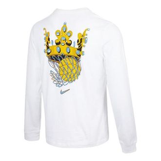Nike Mens Nike Lebron Sfg Basketball Sports Printing Round Neck Long Sleeves White T-Shirt DN2906-100