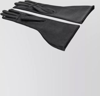 Rick Owens pebbled leather asymmetric panelled gloves