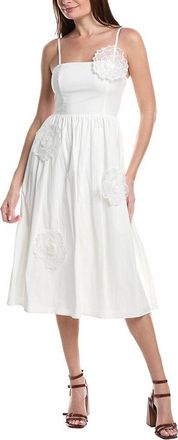 Avec Les Filles Large Flower Applique Midi Dress