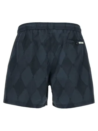 Ballantyne Quilted Diamond-Pattern Swim Shorts - Navy