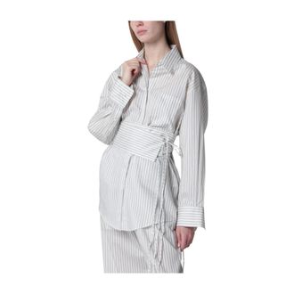 R&oacute;he Striped Belted Shirt - female - R&oacute;he - Shirts - White - XS - Blouses & Shirts