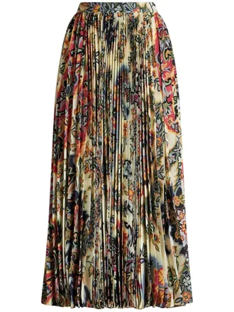 Etro Womens Paisley-Print Pleated Midi Skirt