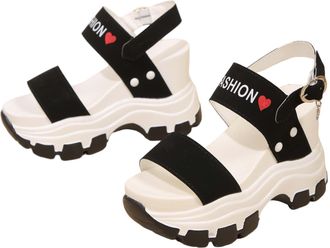 Generic LOIJMK Women Sandals Fish Mouth Wedge Platform Sandals Boho Sandals Summer Fashion Beach Sandals Platform Sandals Shoes Women Winter Blue, black, 5 UK