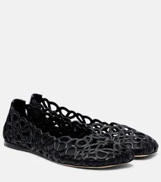 Loewe Petal Anagram leather ballet flats