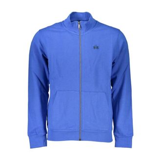 La Martina Hoodies & sweatvesten, Heren, Blauw, S, Katoen, Fleece Geborduurd Sweatshirt met Rits