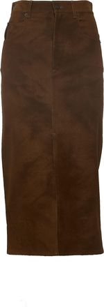 Isabel Marant Bisane Faux Suede Five-Pocket Midi Skirt