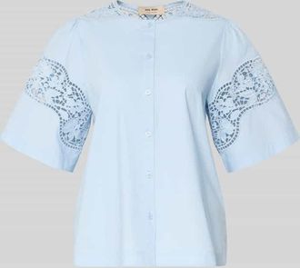 Mos Mosh Regular Fit Bluse mit Spitze Modell Rooma Cotoni in Hellblau, Gr&ouml;&szlig;e XL