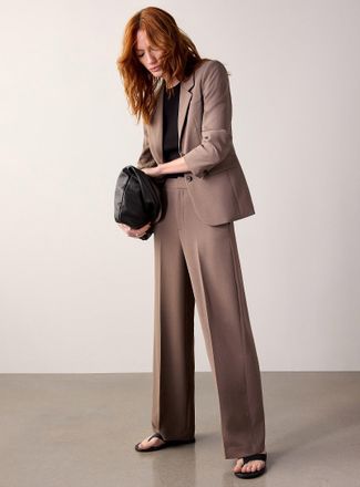 Contemporaine Womens Moderne textured crepe pant Fit: Wide leg, high rise
