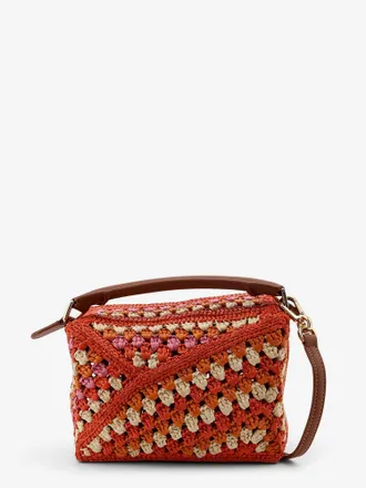 Loewe Womens Handbag Paulas Ibiza Puzzle Edge Multicolour Raffia-Leather Handbags Raffia/leather Hand Bags