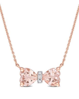 Rina Limor 10K Rose Gold 1.01 Ct. Tw. Diamond & Morganite Bow Necklace