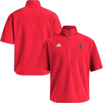 adidas Mens adidas Red Louisville Cardinals Woven Quarter-Zip Short Sleeve Pullover at Nordstrom, Size Medium