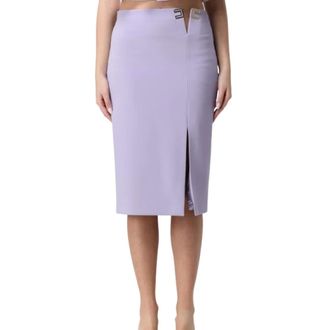 Elisabetta Franchi Pencil Skirts, female, Purple, Size: S Midi Skirt in Double Layer Stretch Cr&ecirc;pe