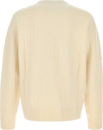 Gucci Mens Cable-Knit Wool Blend Sweater White