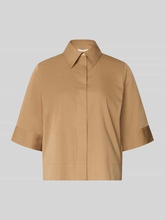 Milano Milano Italy Boxy Fit Bluse mit verdeckter Knopfleiste in Cognac, Gr&ouml;&szlig;e 36