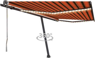 vidaXL Vidaxl - Toldo Autom&aacute;tico Led Sensor De Viento Naranja Marr&oacute;n 450x300 Cm