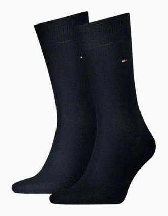 Tommy Hilfiger Mens 2-Pack Classic Embroidered Logo Socks, Dark Navy - Black/Black - Size: 9/9.5/10/10.5/11/11.5/12