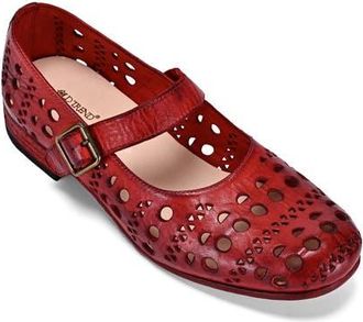 OLD TREND Retro Genuine Leather Breathable Cutout Mary Jane Flat in Brick at Nordstrom, Size 7.5