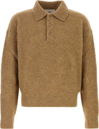 Ami Ami Camel Stretch Alpaca Blend Polo Shirt