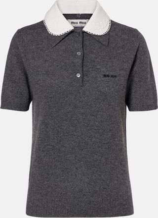 Miu Miu Logo cashmere polo sweater