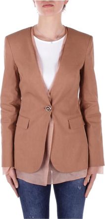 Pinko Pinko, Jassen, Dames, Bruin, S, Polyester, Bruine jas met voorste knopen