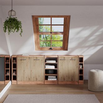 Vicco Conjunto De Armarios Para Techo Inclinado Rion, Roble Artesanal, 210 Cm Lote De 5 Carcasas De Armario 60 Cm De Profundidad, Vicco