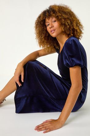 Roman Velvet Ruched Bodycon Midi Dress