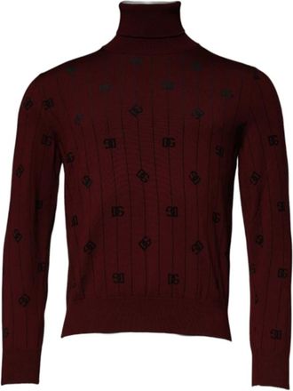 Dolce & Gabbana Monogram Gebreide Coltrui - Heren - Coltruien - Bruin - M - Wol - Truien & Vesten