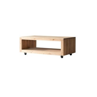 Tikamoon Mesa de centro rectangular de madera maciza de roble con nudos Anoa