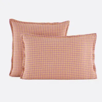 La Redoute Interieurs Kussensloop in gewassen linnen, Ac&eacute;lie lavandel/oker