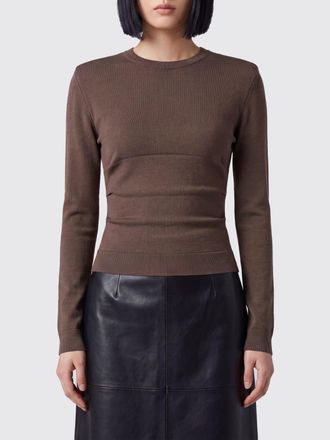 Dondup Maglia girocollo slim fit in viscosa con spalle imbottite