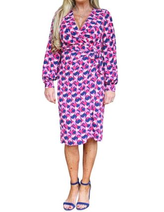 Maggy London Gloria Retro Print Dress In Rose/navy