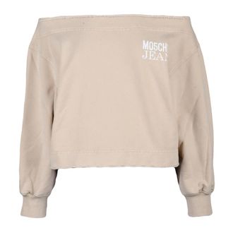 Moschino Cropped Sweatshirt - Dames - Sweatshirts - Beige - M - Katoen - Hoodies & sweatvesten