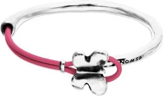 UNOde50 Silver-Tone Butterfly Leather Bracelet in Pink at Nordstrom, Size Medium