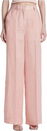 Simona Corsellini Pantalazzo broeken in semi-transparante organza - Dames - Wijde Broeken - Roze - XS - Organza - Broeken