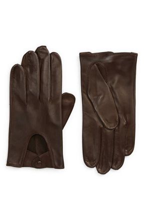 Seymoure Washable Leather Driver Gloves in Espresso at Nordstrom, Size X-Small/small