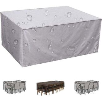 OEM Funda Protectora Impermeable De Tejido Oxford 420d Para Muebles De Jard&iacute;n - 190 X 125 X 80 Cm - Plateada - Resistente A Los Rayos Uv - Para Mesa De Ja
