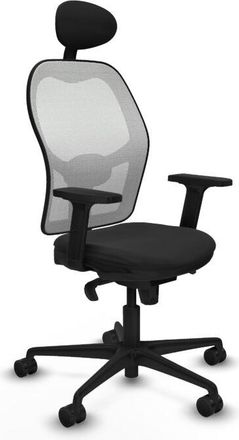 Piqueras y Crespo Piqueras Y Crespo - Jorquera Sincro Malla Blanca Similpiel Negro Brazos 2d Base Nailon Cabecero Fijo Ruedas 65mm Nailon