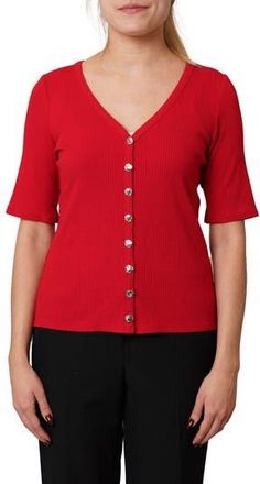 Cyrus V-Neck Elbow Length Sleeve Cardigan in Salsa at Nordstrom Rack, Size X-Large