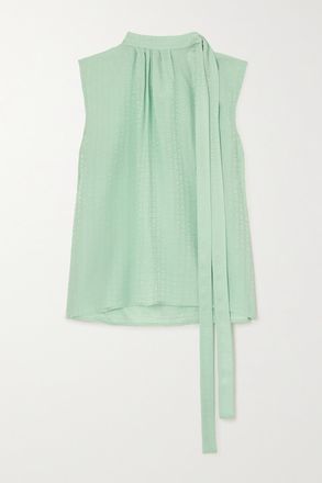 Givenchy Blusa In Seta Jacquard Con Fiocco - Verde