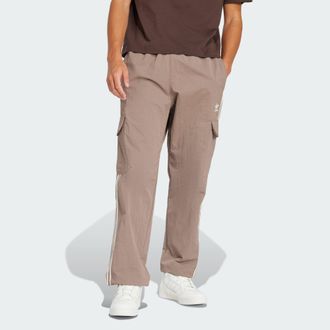 adidas Originals Mens Adicolor Classics 3-Stripes Cargo Pants - Brown Recycled Material - Size Medium