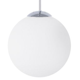 Beliani L&aacute;mpara Colgante De Cristal Blanco Con Elementos Plateados En Forma De Globo Peque&ntilde;o 1 Luz Moderna Barrow S