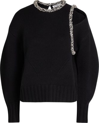 SIMKHAI Monroe Crystal-embellished Wool-blend Jumper - Black - S (UK8-10 / S)