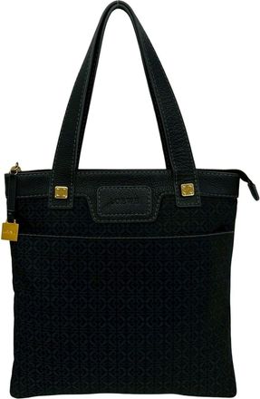 Loewe Black Canvas Leather Handbag Tote Bag (Pre-Owned)