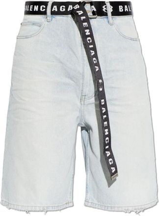 Balenciaga Korte Broeken, Heren, Blauw, W31, Denim, Denim Shorts met Riem