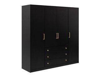 Mirjan24 Armario Honolulu 252, Negro + Dorado, 200x196x58cm, Puertas De Armario: Con Bisagras, N&uacute;mero De Estantes: 0
