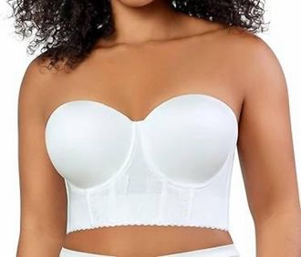Affinitas Elissa Bustier Strapless Longline Bra In Pearl White