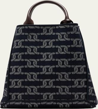 Tod's Chain-Link Denim Top-Handle Bag